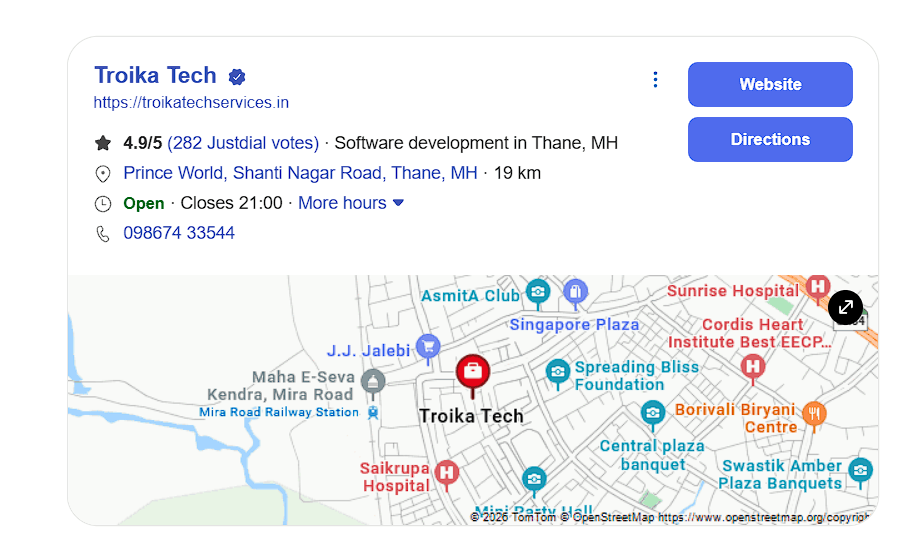 Digital Marketing Company in Mumbai - Troika Tech Verified Google Business Profile, 4.9-Star Local SEO Listing